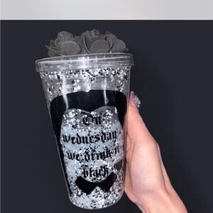 On Wednesday We Drink It Black Wednesday Addams Inspired Snow Globe Tumbler